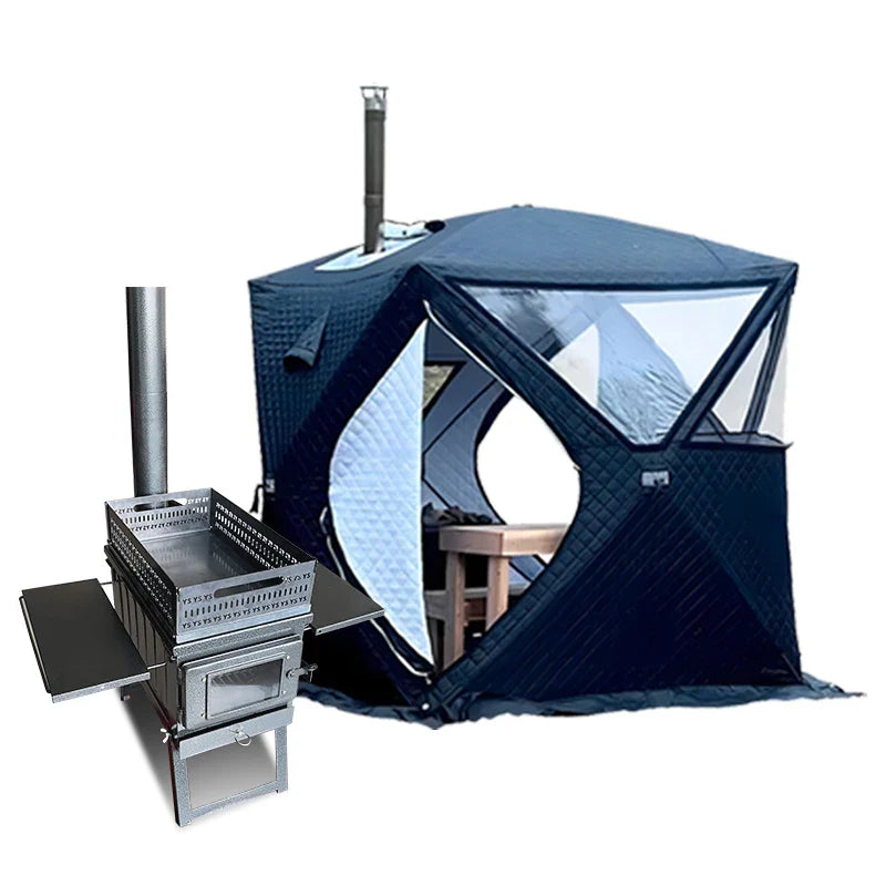 HKM-650579 Outdoor Portable Three-Layer 210D Oxford Pop-Up Sauna Tent for Camping and Ice Fishing, 4 Seasons, 180x180x200cm