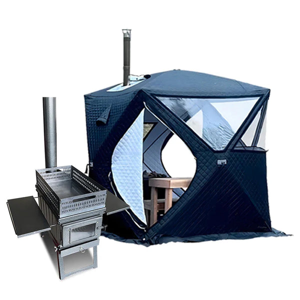 HKM-650579 Outdoor Portable Three-Layer 210D Oxford Pop-Up Sauna Tent for Camping and Ice Fishing, 4 Seasons, 180x180x200cm