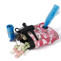 HKM-6506813 Camouflage Dog Walking Pocket Essentials - Soft Oxford Material, 200ml Capacity, Green and Pink Options