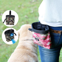 HKM-6506813 Camouflage Dog Walking Pocket Essentials - Soft Oxford Material, 200ml Capacity, Green and Pink Options
