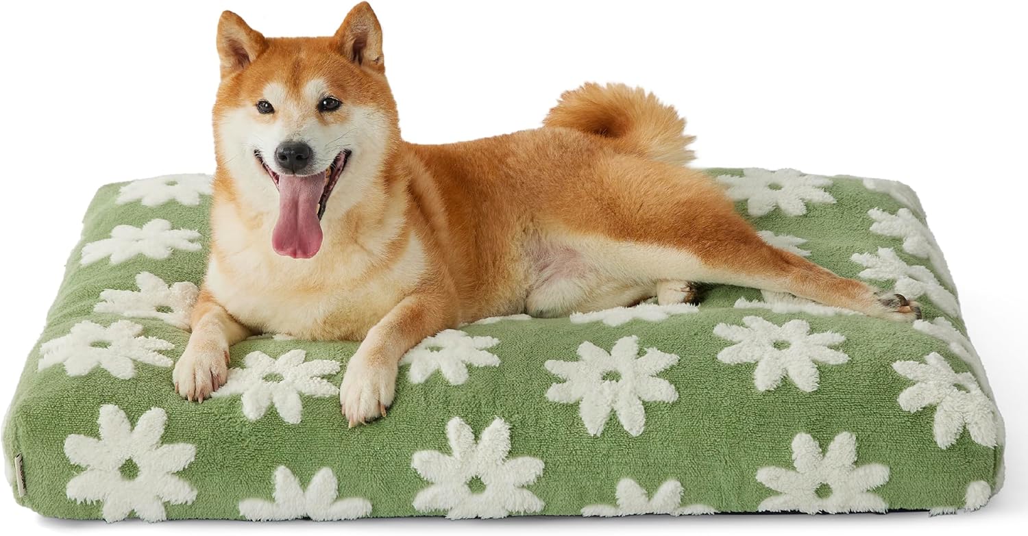 HKM-6507837 Large Thick Shredded Foam Dog Bed with Removable Cover - Cozy Plush Design with Anti-Slip Bottom