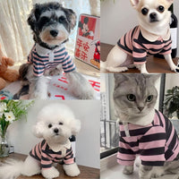 HKM-6509117 Puppy Polo Shirt for Small and Medium Dogs - Summer Striped Collared T-Shirt for Yorkies, Shih Tzus, and Dachshunds