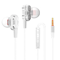 HKM-651027 Dual Action In-Ear Headphones with 3.5mm Plug - 20-20000Hz Frequency Response, 10mm Drive Unit, 108dB Sensitivity, 1.2m Round Wire