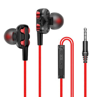 HKM-651027 Dual Action In-Ear Headphones with 3.5mm Plug - 20-20000Hz Frequency Response, 10mm Drive Unit, 108dB Sensitivity, 1.2m Round Wire