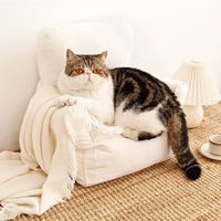HKM-6510397 Nordic Design Pet Bed in Blue, Yellow, or Pink Plaid - Comfortable and Stylish Cat Sofa
