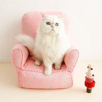 HKM-6510397 Nordic Design Pet Bed in Blue, Yellow, or Pink Plaid - Comfortable and Stylish Cat Sofa