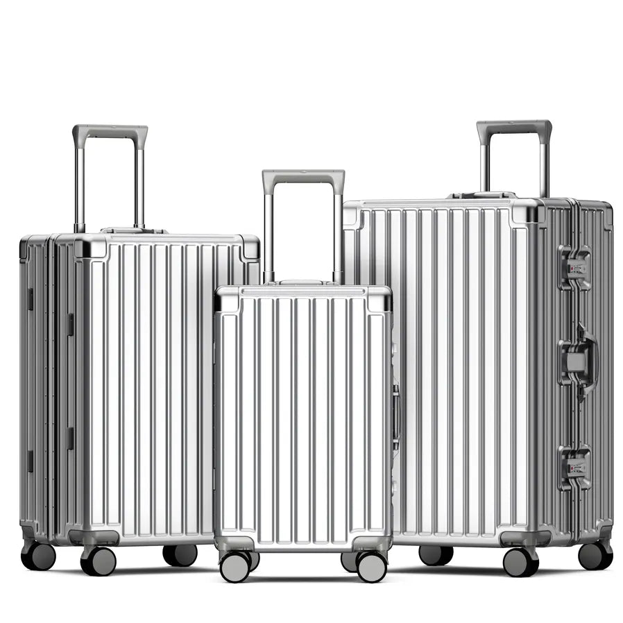 HKM-651091 Carry-On PC Trolley Bag Set with Aluminium Frame - 3-Piece Travel Luggage Suitcase Collection