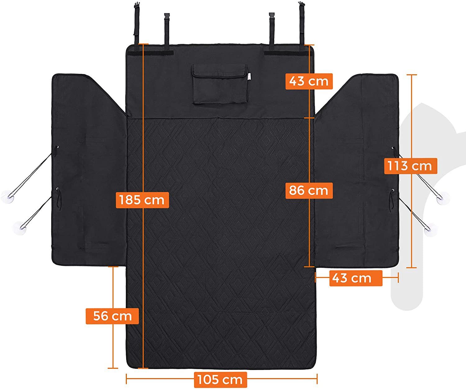 HKM-6512189 Eco-Friendly Oxford Cloth Car Trunk Pet Travel Mat 105x185cm for Dogs