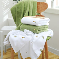 HKM-651283 Full Embroidery Pure Cotton Bath Towel in Avocado Color Options