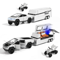 HKM-651347 Diecast 1:32 Scale Cybertruck Pickup Model with Sound & Light, Opening Doors, Ideal for Collectors