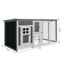 HKM-6513981 Outdoor Chicken Coop with Run and Nesting Box, Solid Fir Wood, Waterproof Roof, Suitable for 2-4 Chickens