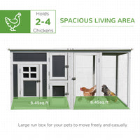 HKM-6513981 Outdoor Chicken Coop with Run and Nesting Box, Solid Fir Wood, Waterproof Roof, Suitable for 2-4 Chickens