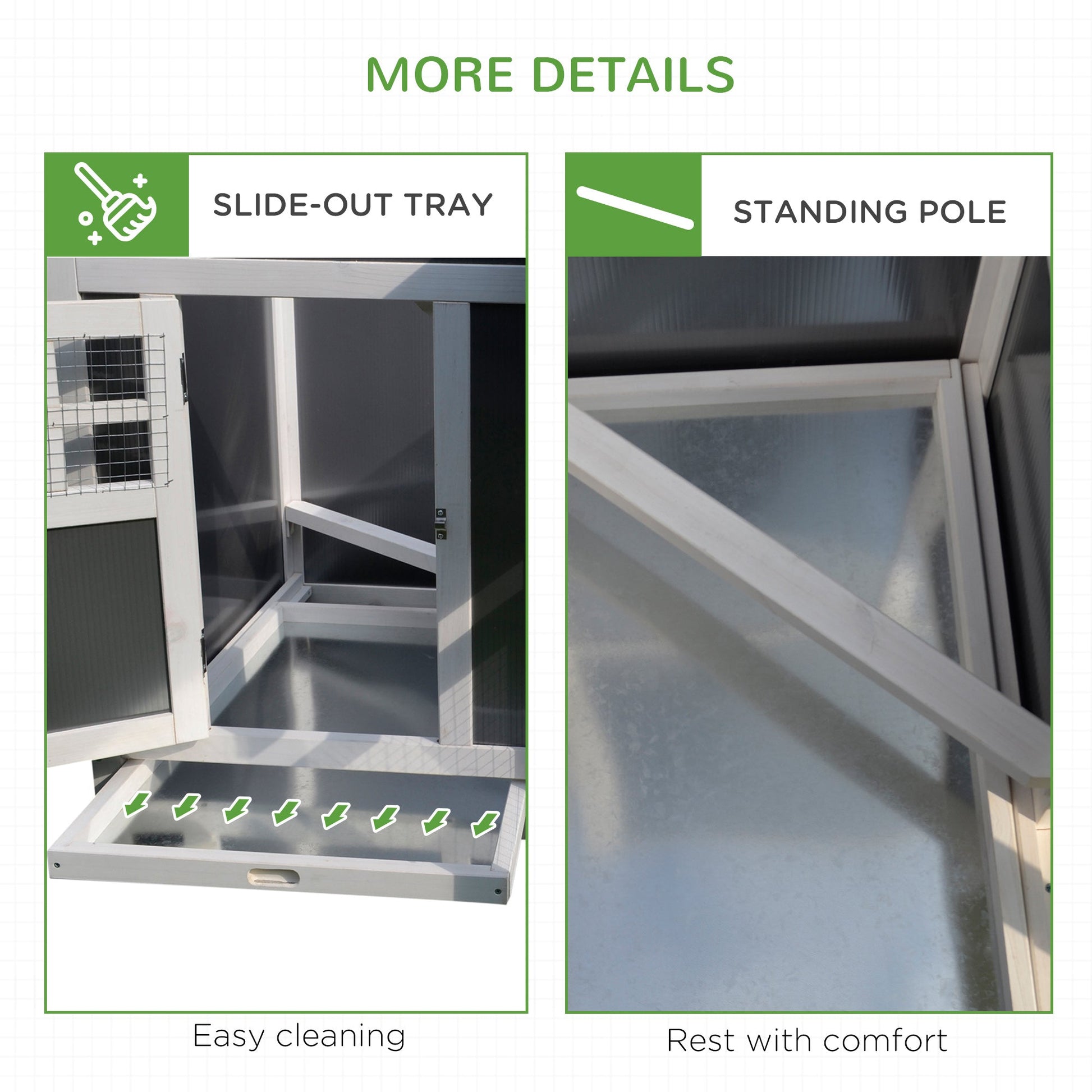 HKM-6513981 Outdoor Chicken Coop with Run and Nesting Box, Solid Fir Wood, Waterproof Roof, Suitable for 2-4 Chickens