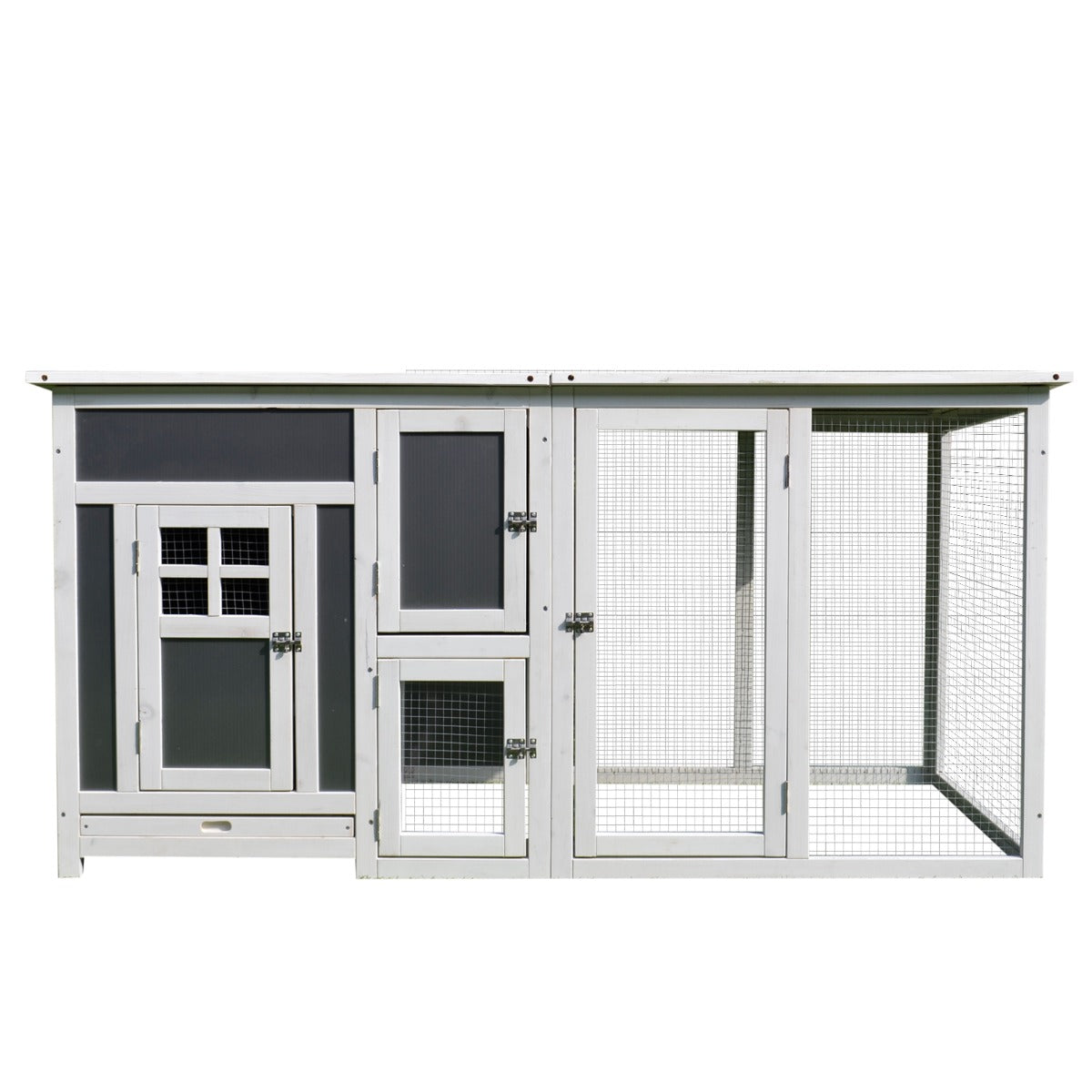 HKM-6513981 Outdoor Chicken Coop with Run and Nesting Box, Solid Fir Wood, Waterproof Roof, Suitable for 2-4 Chickens
