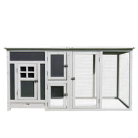 HKM-6513981 Outdoor Chicken Coop with Run and Nesting Box, Solid Fir Wood, Waterproof Roof, Suitable for 2-4 Chickens