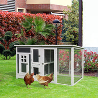 HKM-6513981 Outdoor Chicken Coop with Run and Nesting Box, Solid Fir Wood, Waterproof Roof, Suitable for 2-4 Chickens