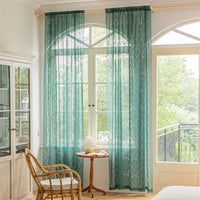 HKM-651411 Dark Green Lace Curtain - Semi-Sunshade, Polyester, 145cm Width