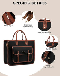 HKM-651411 Lightweight 15.6 in PU Canvas Laptop Tote Bag and Shoulder Messenger Bag for Women