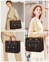 HKM-651411 Lightweight 15.6 in PU Canvas Laptop Tote Bag and Shoulder Messenger Bag for Women
