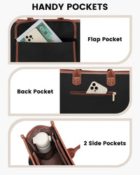 HKM-651411 Lightweight 15.6 in PU Canvas Laptop Tote Bag and Shoulder Messenger Bag for Women