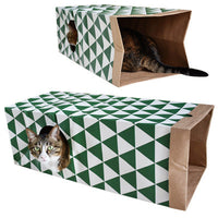 HKM-6515389 Kraft Paper Cat Tunnel - Spacious 61.5 x 27 x 22 CM Play Space for Cats
