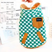 HKM-6515901 Thick Double-Sided Velvet Vest in Coffee White, Green, and Black Plaid for Pets
