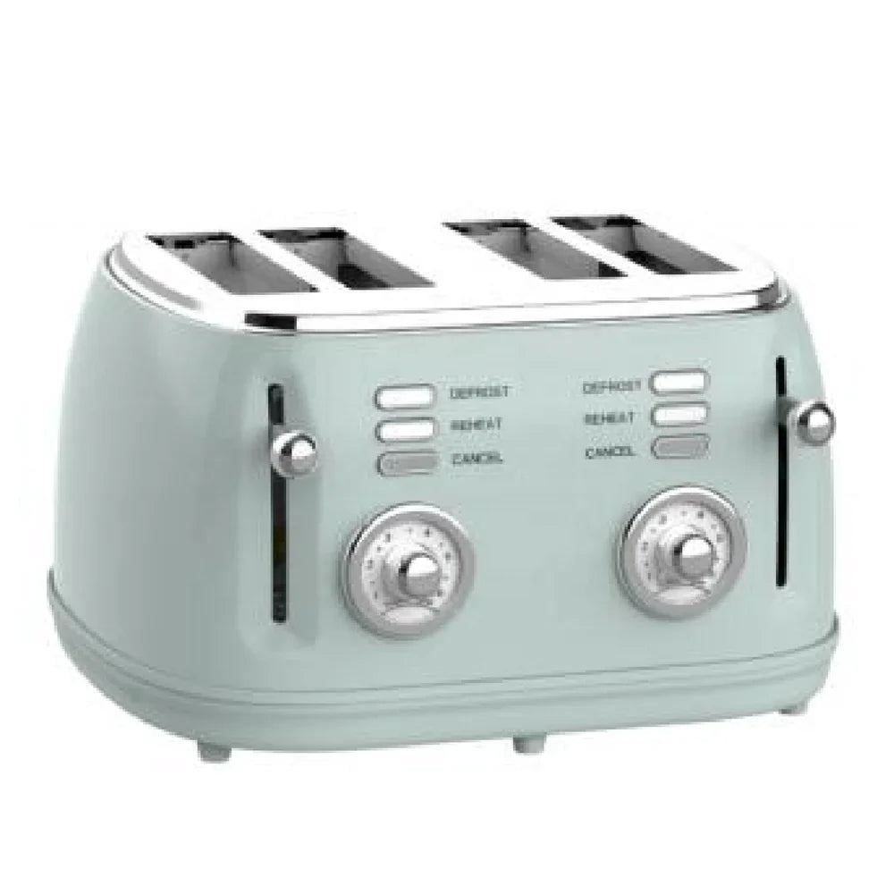 HKM-651603 4-Slice Toaster with 6-Browning Settings and Removable Crumb Tray for Defrosting and Reheating