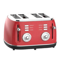 HKM-651603 4-Slice Toaster with 6-Browning Settings and Removable Crumb Tray for Defrosting and Reheating