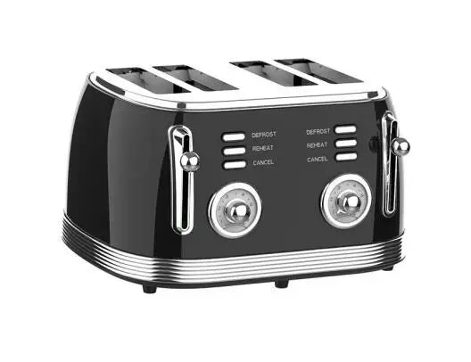 HKM-651603 4-Slice Toaster with 6-Browning Settings and Removable Crumb Tray for Defrosting and Reheating