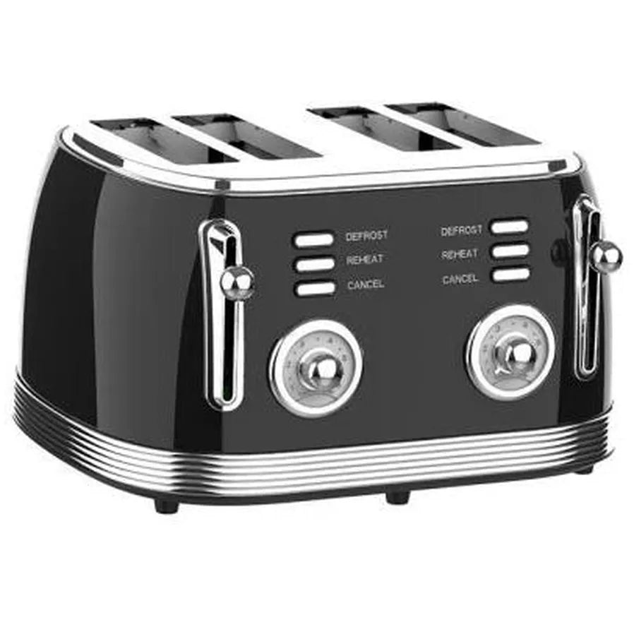 HKM-651603 4-Slice Toaster with 6-Browning Settings and Removable Crumb Tray for Defrosting and Reheating