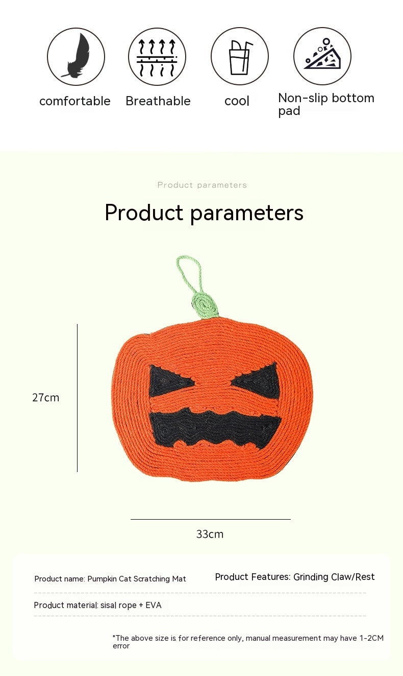 HKM-6516285 Pumpkin Cat Scratching Pad - EVA Sisal Hemp Rope, Anti-Scratching Design