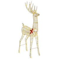 HKM-651667 Warm White 3D Reindeer Decorative Sculpture - 180 cm PET Indoor Holiday Décor
