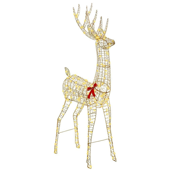 HKM-651667 Warm White 3D Reindeer Decorative Sculpture - 180 cm PET Indoor Holiday Décor