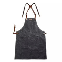 HKM-651731 Oil Wax Canvas and Leather Garden Apron for Outdoor Work and Barbecue