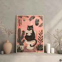 HKM-651795 Funny Black Cat Reading Canvas Art - Decorative Painting for Home Decor