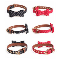 HKM-6518077 Polka Dot Bow Collar for Pets - Adjustable Sizes S, M, L for All Seasons