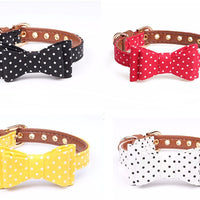 HKM-6518077 Polka Dot Bow Collar for Pets - Adjustable Sizes S, M, L for All Seasons