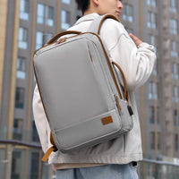HKM-651923 Lightweight Waterproof Expandable Laptop Backpack with Breathable Shoulder Straps and USB Port