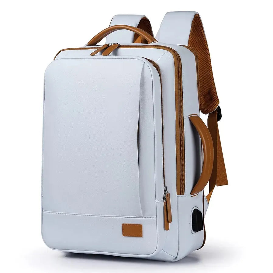 HKM-651923 Lightweight Waterproof Expandable Laptop Backpack with Breathable Shoulder Straps and USB Port
