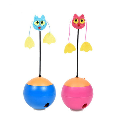 HKM-6519869 Interactive Tumbler Toy for Cats with Rotating Laser Light and Feather Accents