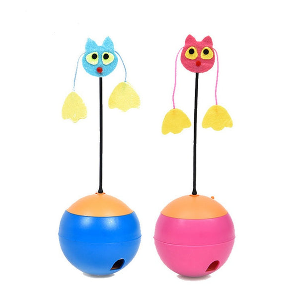 HKM-6519869 Interactive Tumbler Toy for Cats with Rotating Laser Light and Feather Accents