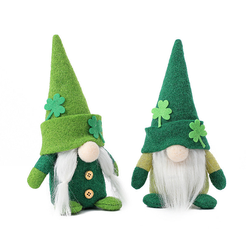 HKM-651987 Clover Pointed Hat Doll - No Face Old Man Decoration for Holiday Celebrations