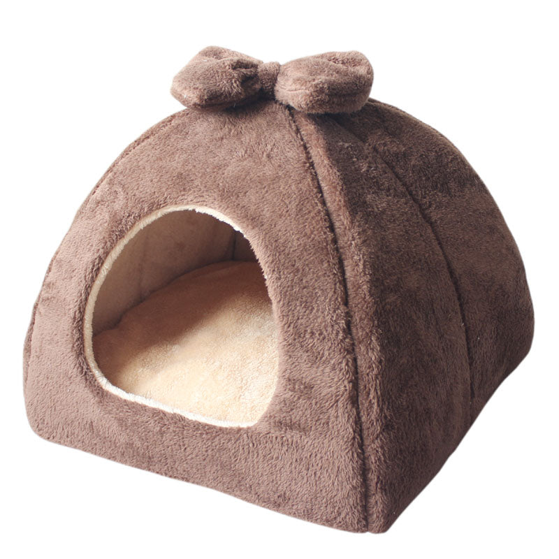 HKM-6520125 Enclosed Warm Yurt for Small Pets - Dual-Purpose Cat and Dog Nest