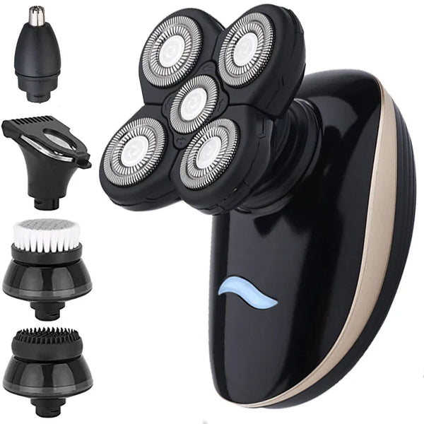 HKM-652179 Cordless 5D Electric Shaver for Men - Waterproof, 5-in-1 Head Shaver with Travel Lock and Stainless Steel Blades