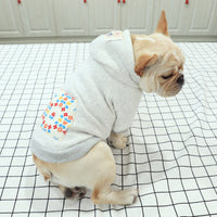 HKM-6522429 Hooded Casual Sweatshirt with Pug Dog Print and Flower Pocket in Grey