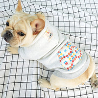HKM-6522429 Hooded Casual Sweatshirt with Pug Dog Print and Flower Pocket in Grey