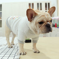 HKM-6522429 Hooded Casual Sweatshirt with Pug Dog Print and Flower Pocket in Grey