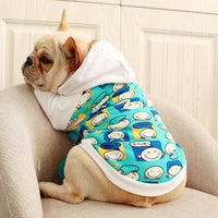 HKM-6522429 Hooded Casual Sweatshirt with Pug Dog Print and Flower Pocket in Grey