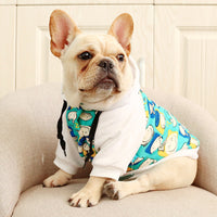HKM-6522429 Hooded Casual Sweatshirt with Pug Dog Print and Flower Pocket in Grey
