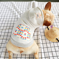 HKM-6522429 Hooded Casual Sweatshirt with Pug Dog Print and Flower Pocket in Grey